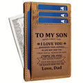 Minimalist Wallets Gift to My Son Vintage Laser Custom LOGO Genuine Leather Slim Card Holder