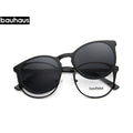 Bauhaus X106 Metal Round Optical Frame Clip on Polarized Sunglasses