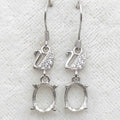 Sterling Silver 7*9mm Semi Mount Hoop Earrings Frame Empty Support Blank Setting S925 Base Without Center Stone for DIY Inlay