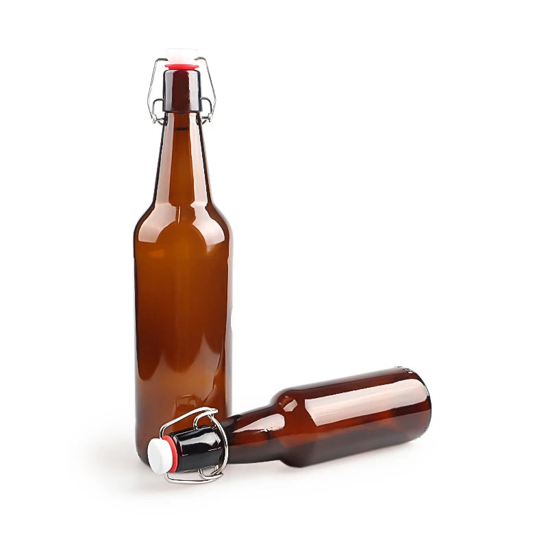 Wholesale 330ml & 500ml Amber Glass Beverage Bottles Beer Bottle with Cork Sealing for Sale