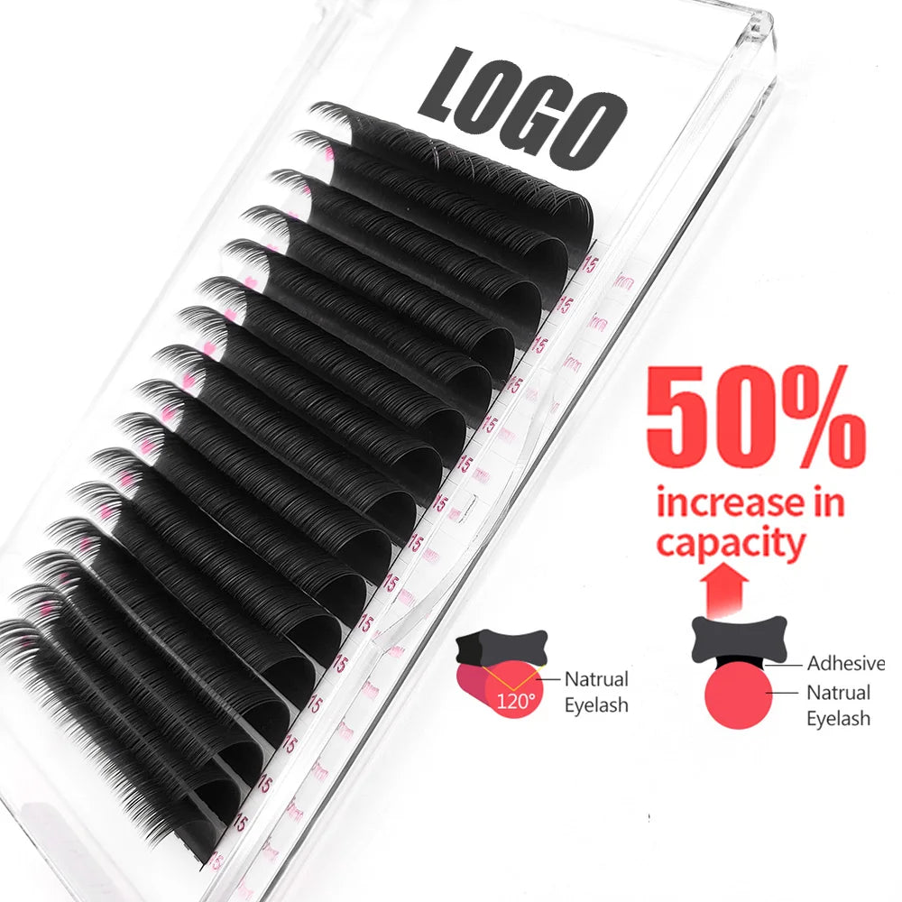 C D CC DD Curl Flat Ellipse Eyelash Extensions Split Tips Ellipse Shaped Natural False Flat Eyelashes Extension