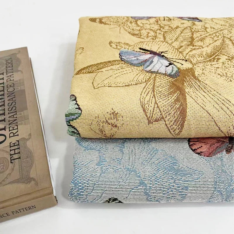 Butterfly and Flower Pattern Breathable Jacquard Yarn-Dyed Woven Upholstery Fabric for Home Textiles