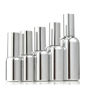 5ml 10ml 15ml 20ml 30ml 50ml 100ml Silver Glass Bottle Set Cosmetics Spray Bottle Lotion Pump Bottle