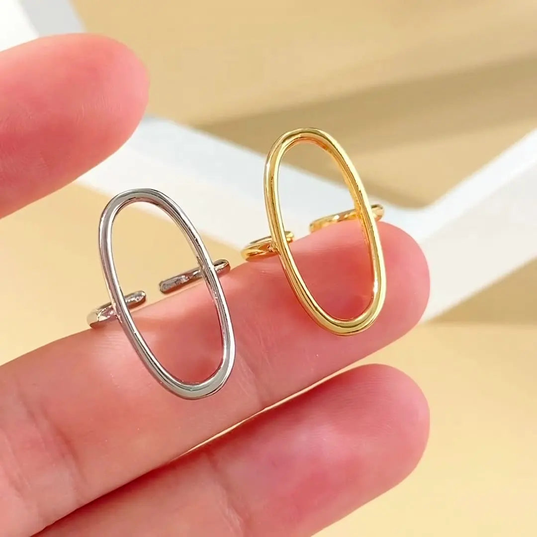 New Gold Color Stainless Steel Geometry Oval Ring for Women Jewelry Gifts Wholesale
