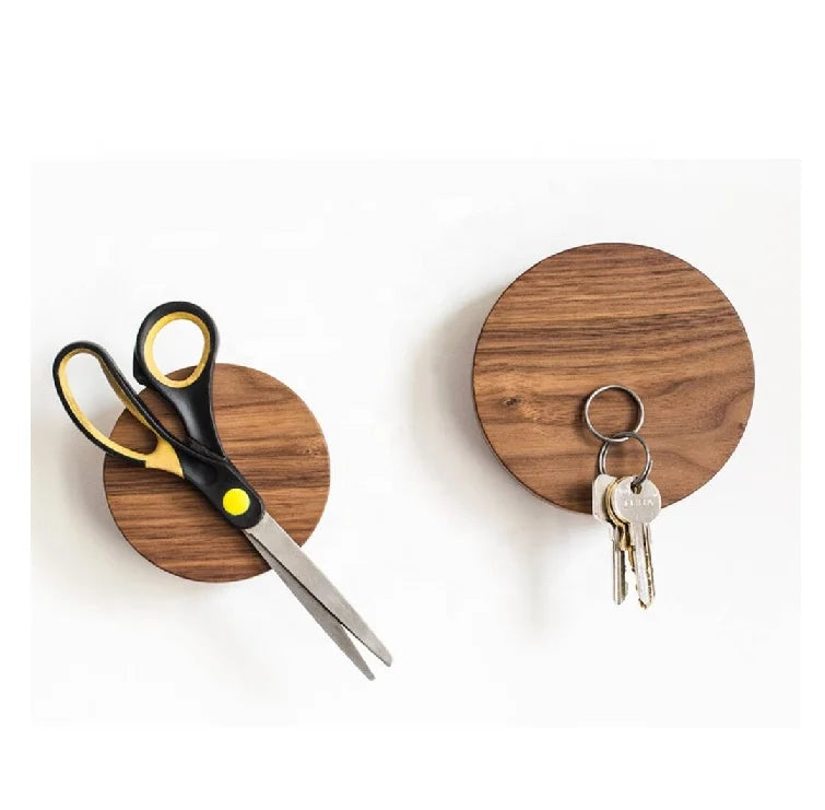 Housewarming Gift Entryway Organization Wall Key Storage Eco-Friendly Brown Wooden Coat Hooks Magnetic Key Holder