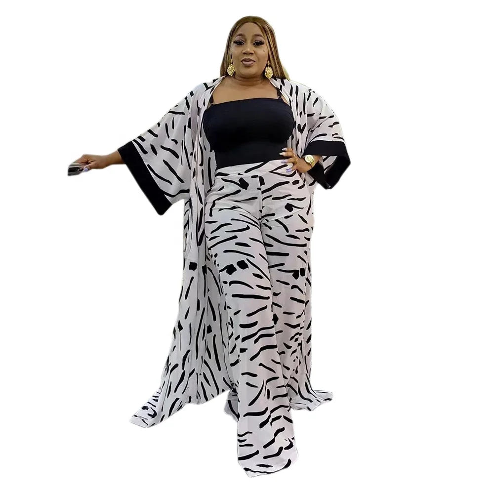 Stylish Women's Suit Boubou Femme African Digital Printing Boubou Africain Women Loose Pants Ethiopian Dress Traditional Women