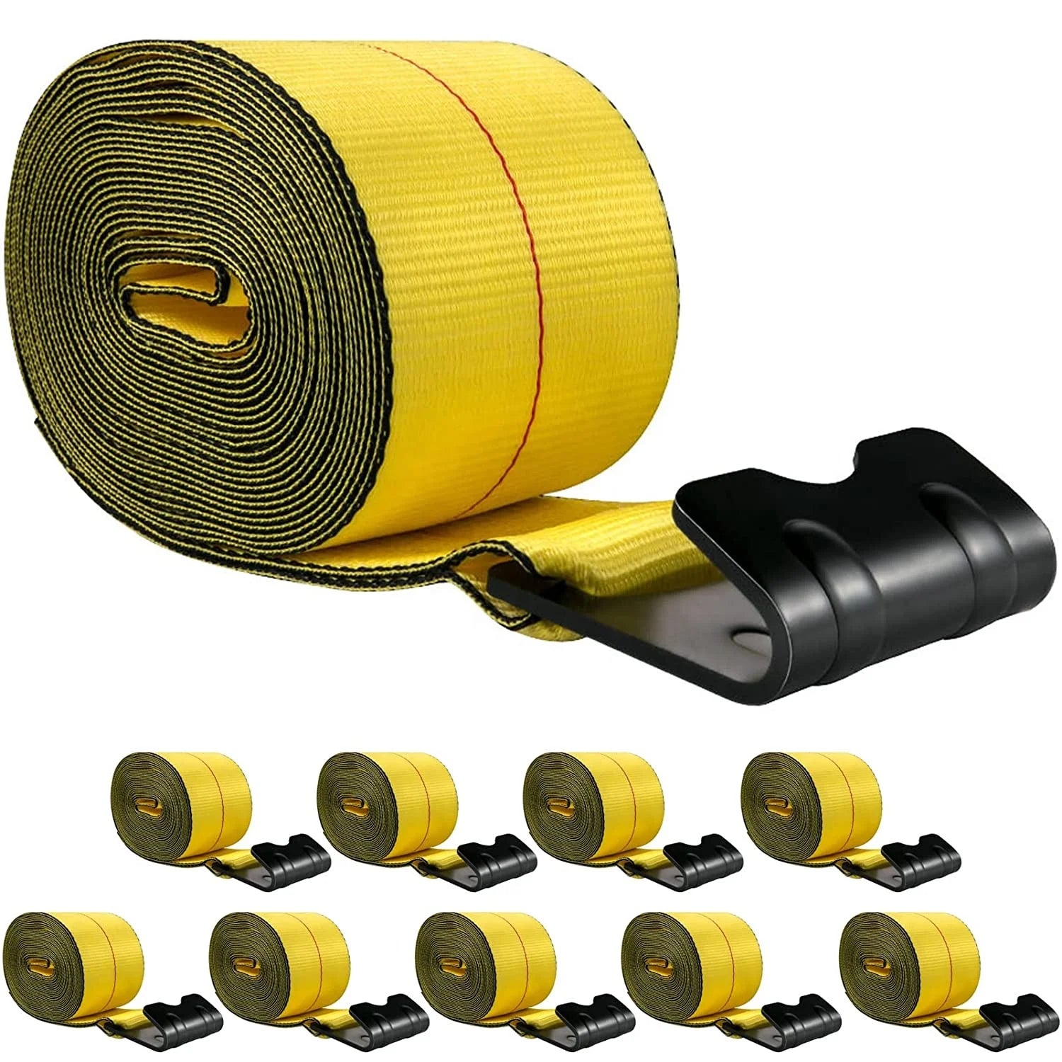 Factory Price Winch Strap with Flat Hook Flatbed Cargo Control Winch Strap 4inch WLL 5400lbs Heavy Duty Cargo Accessories