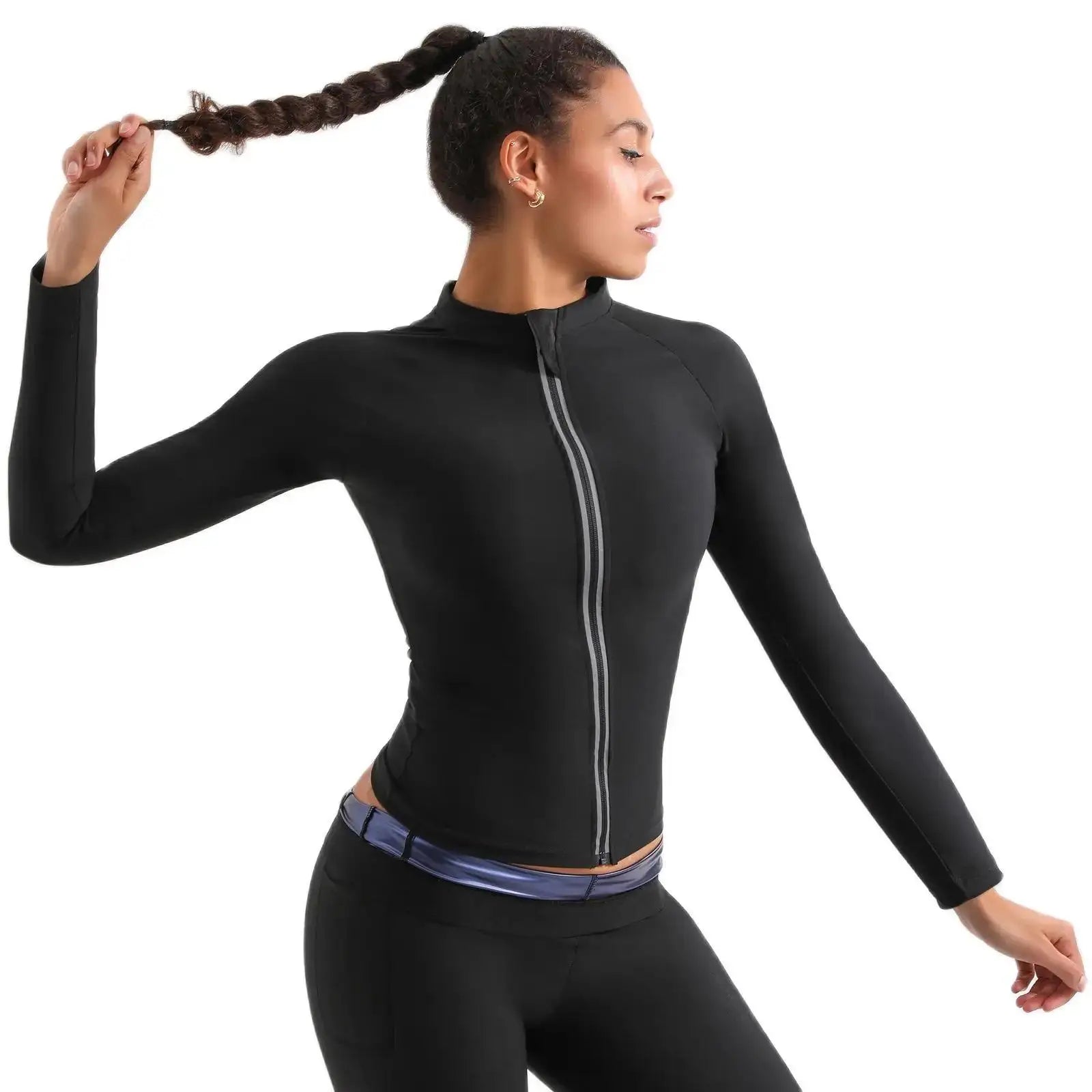 Women's 1-Piece Breathable Sports SweatSuit with Hood Solid Pattern Body Shaping Jacket for Running Fitness Yoga & Crossfit