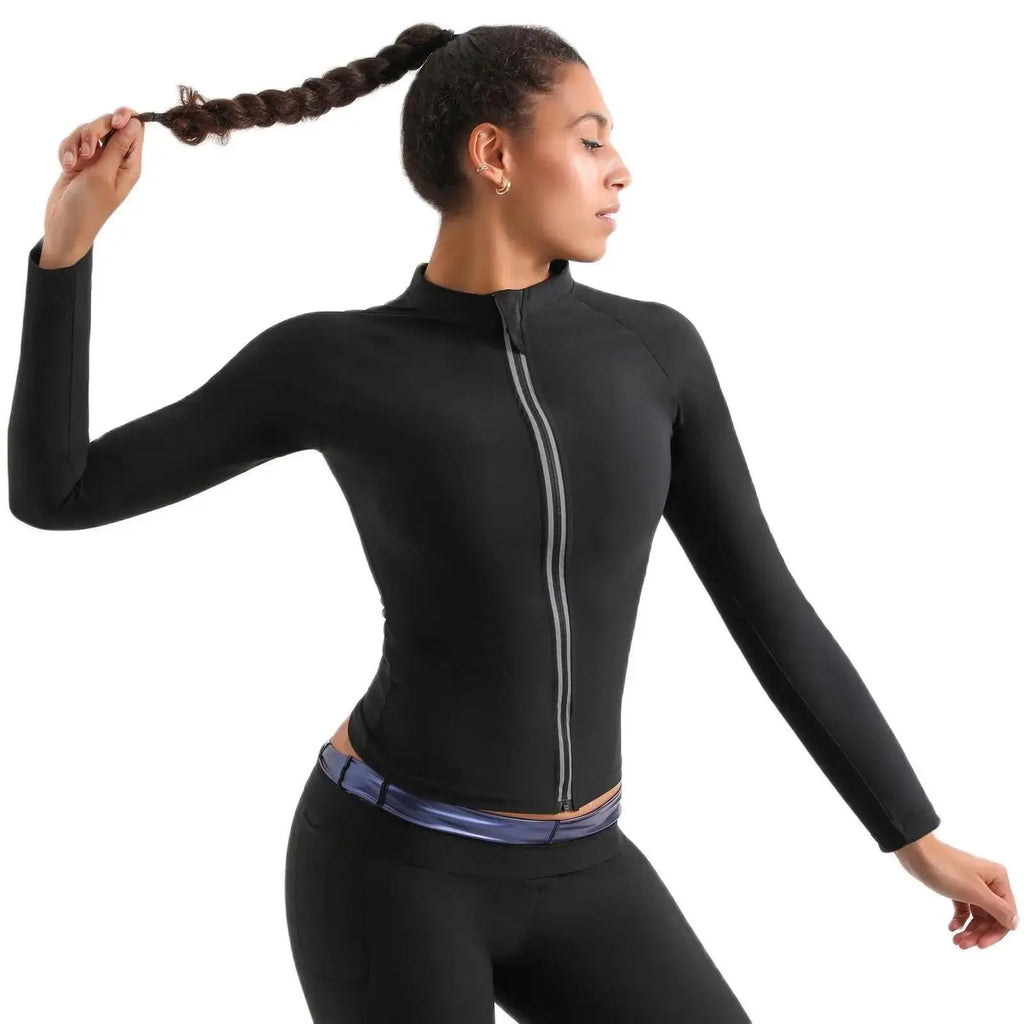 Women's 1-Piece Breathable Sports SweatSuit with Hood Solid Pattern Body Shaping Jacket for Running Fitness Yoga & Crossfit