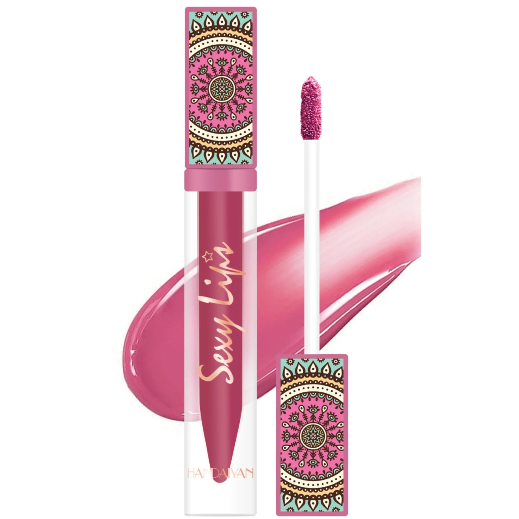 HANDAIYAN Vegan Lipgloss 6 Colors Matte Lipgloss Bohemian Style Waterproof Long-lasting Non-stick Cup Makeup Cosmetics
