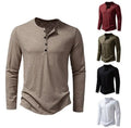 Autumn New Men's Bamboo Cotton Henry Collar Long Sleeve T-shirt Men's Designer Solid Color Streetwear Casual T-shirt