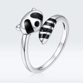 Wholesale 925 Sterling Silver Cute Little Raccoon Ring Exquisite Vivid Animal Shape Ring Women Fine Jewelry Birthday Gift SCR652