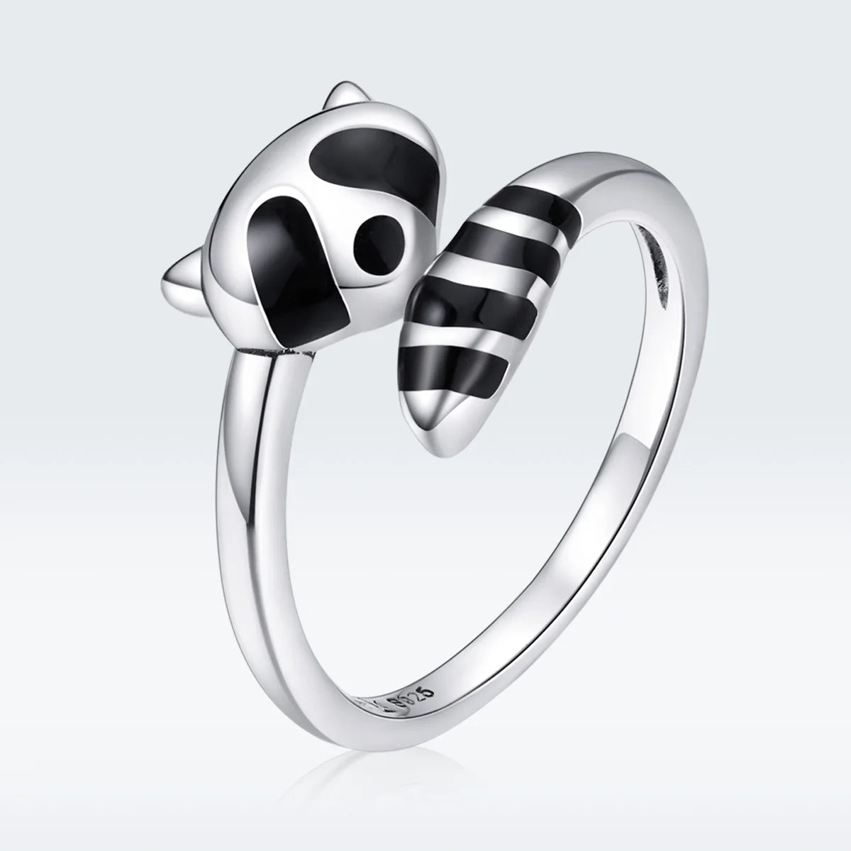 Wholesale 925 Sterling Silver Cute Little Raccoon Ring Exquisite Vivid Animal Shape Ring Women Fine Jewelry Birthday Gift SCR652