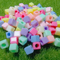 7mm Multicolor Square Beads Loose Acrylic Beads for Jewelry Making Handmade Bracelet Necklace DIY Accessories 100pcs Big Hole