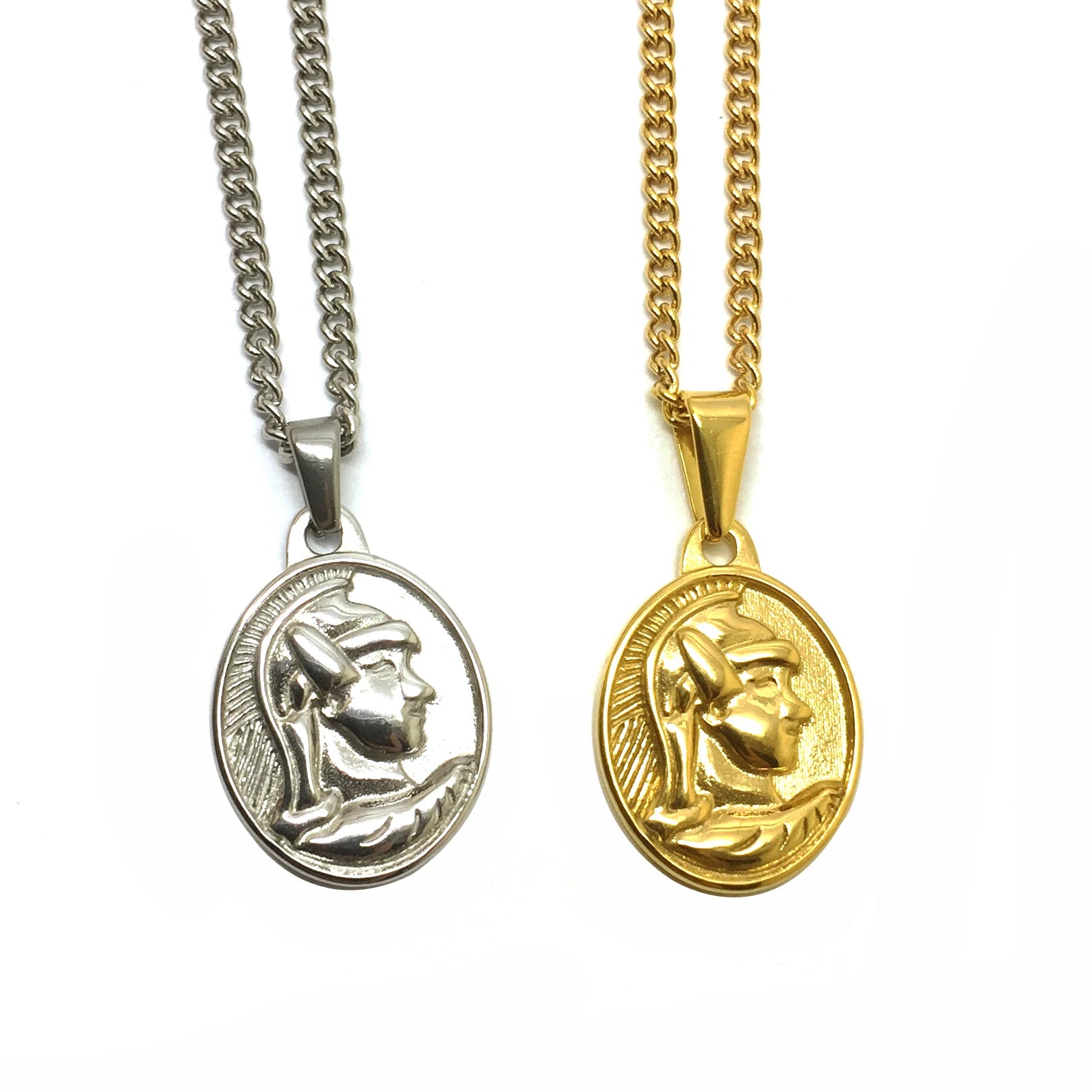 New Arrival Stainless Steel Roman Centurion Pendant 18k Gold Hip Hops Men Religious Soldier Medal Charm Necklace