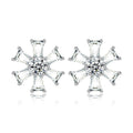 Fine Jewelry Square Shaped 3.0mm Flower Shaped Non Allergic Jewellery 925 Sterling Silver Earring Studs for Women