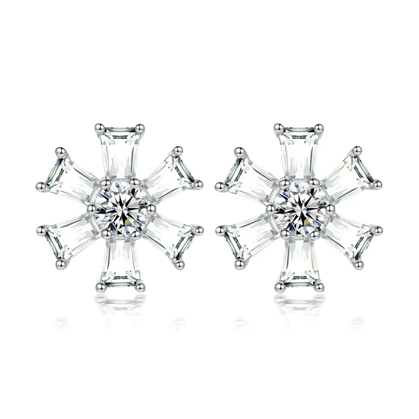 Fine Jewelry Square Shaped 3.0mm Flower Shaped Non Allergic Jewellery 925 Sterling Silver Earring Studs for Women
