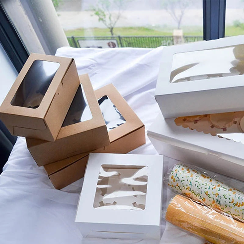 Kraft Product Box square Kraft  with clear Lid Kraft Paper Box Llama Paper Wedding Candy Boxes