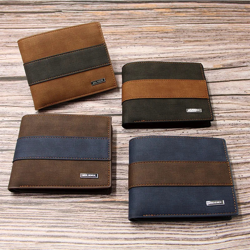 Wholesale Guangzhou Credit Card Custom Brands Trendy Black Slim Bifold Vintage Money  Short Wallet for Men