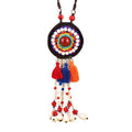 Custom Bohemian Style Turquoise Tassel Pendant Retro Adjustable Wax Rope Braided Necklace for Weddings & Parties