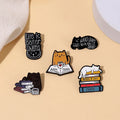 Lovely Cats Pin Read Book Naughty Black Kitten Brooches Bag Lapel Badge Kawaii Soft Enamel Pin Ready to Ship