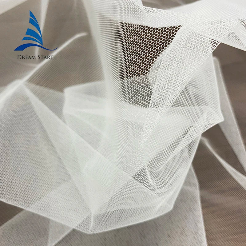 63\" White Nylon Fabric Mesh Cost-Effective Elastic N44 Mesh for Kids Soft Bridal Tulle Used for Girls' Dresses