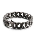 KALEN 22cm  316L Stainless Steel Brushed Cuban Link Chain Bracelets for Men