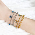 18k Gold Stainless Steel Jewelry Bracelet With Blue Stones Double Chain Bangle Surgical Stainless Steel Gold Bracelets for Women MegaBDM