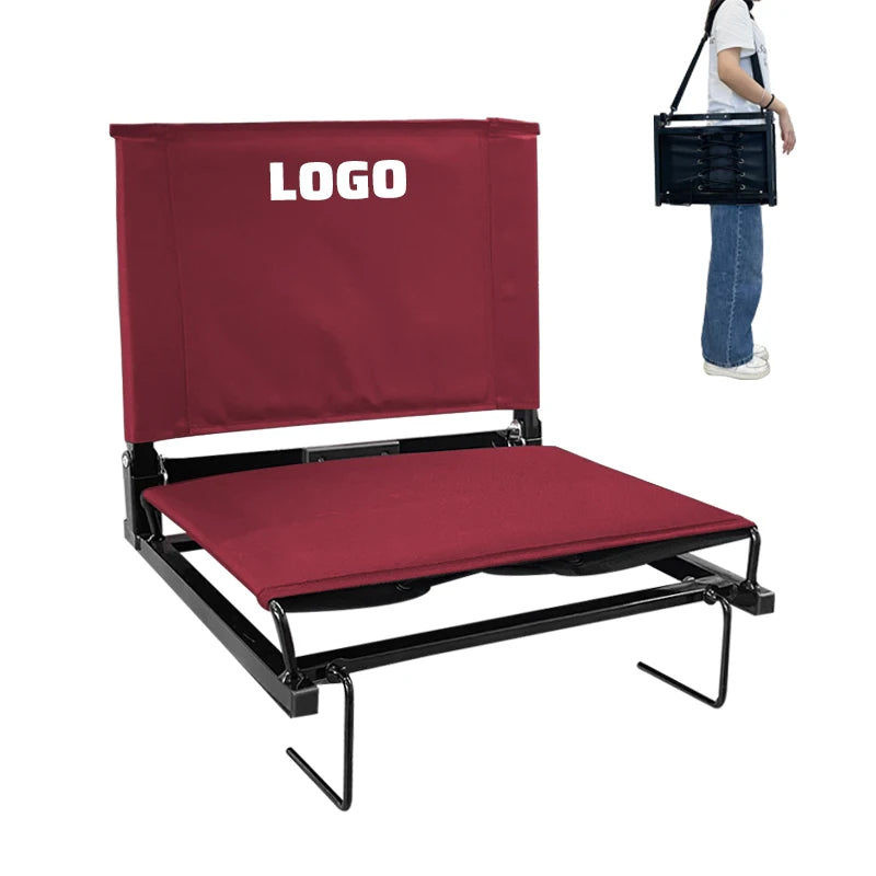 Factory Baseball Portable Folding Used Stadium Seat with Back Supports Cushions for Bleachers Chair Iron & Nylon Outdoor Use