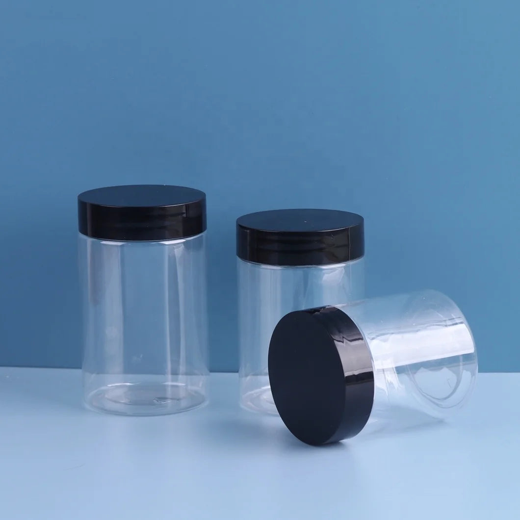 Factory Direct 100g Capacity PET Plastic Jar Clear White Flip Top Lid for Sugar Honey Cookie Powder-2oz-1000ml Sizes Available