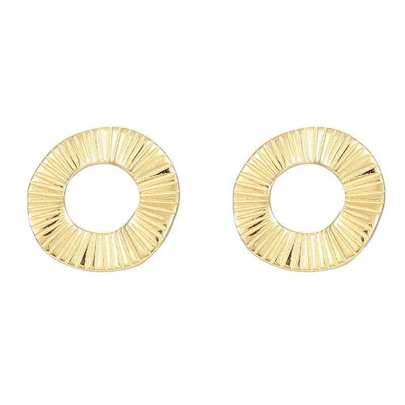Fashion Minimalist Jewelry 925 Sterling Silver Stud Earrings Round Circle Plain Gold Plated Stud Earrings for Women