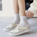 Cotton Compression Slouch Socks for Women Pure White with Logo on Body and Cuff Woven Technique for Spring Summer Sports