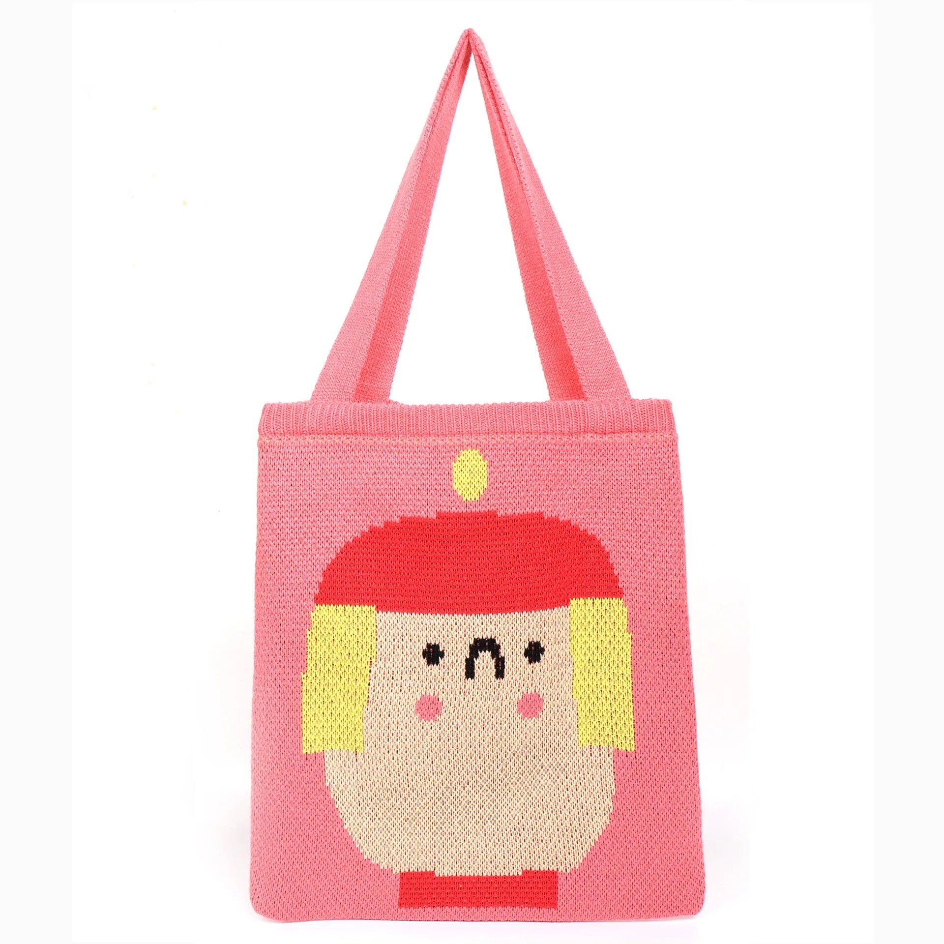 2025 Wholesale Women's Large Capacity Polyester Tote Bags Summer Autumn Open Portable Knitted Crochet Bohemian Fashion Cartoon