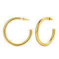 Hypoallergenic Tarnish Free Waterproof Wedding Gift Jewelry 18k PVD Gold Plated Stainless Steel C Shape Chunky Hoop Earrings