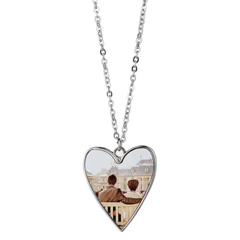 DIY Sublimation Blanks Photo Necklace Zinc Alloy Necklace Pendant Metal Jewelry