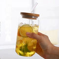 Customizable Sublimation Bamboo Reusable High Borosilicate Glass Can with Lid Straw Modern Design Cold Heat Resistant 12oz/16oz