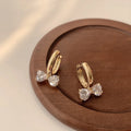 Korean Fashion Exquisite Gold-plated Earrings Zircon Bow Charm Earrings for Women