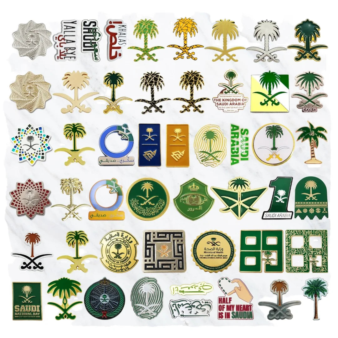 Saudi Arabia National Emblem Flag Accessory UV Printed Brooch Middle East Mobile Phone Sticker Souvenir Badge