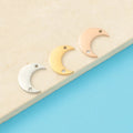 Moon Design Stainless Steel Blank Pendant Charm 11*12.6mm Silver / Gold / Rose Gold Crystal Moon Charms for Jewelry Making