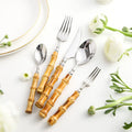 Bamboo Handle Cutlery Flatware Set Stainless Steel Cutlery Set