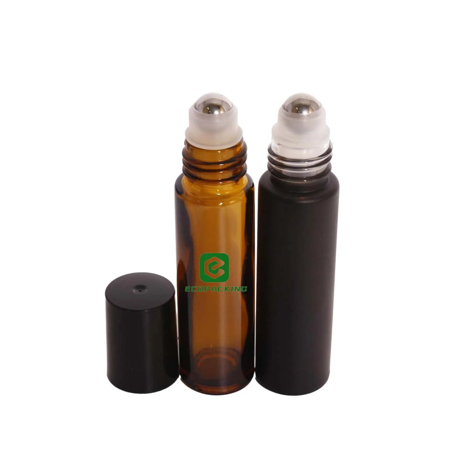 Wholesale Matte Black Amber Glass Bottle Deodorant Rollon Bottle 10ml with Metal Roller Ball