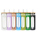 600ml BPA Free Empty Unique Bamboo Lid Silicone Sleeve Glass Bottles for Liquor