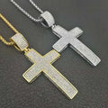 Wholesale White Gold Cz Diamond Cross Necklace for Women 2021 Religious Christian Stainless Steel Pendant Jewelry