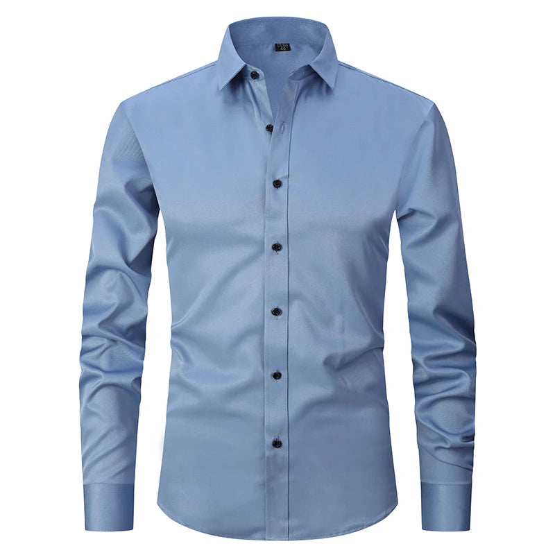 Men Shirt OEM Custom New Design Stretch Long Sleeve Formal Casual Shirt for Men