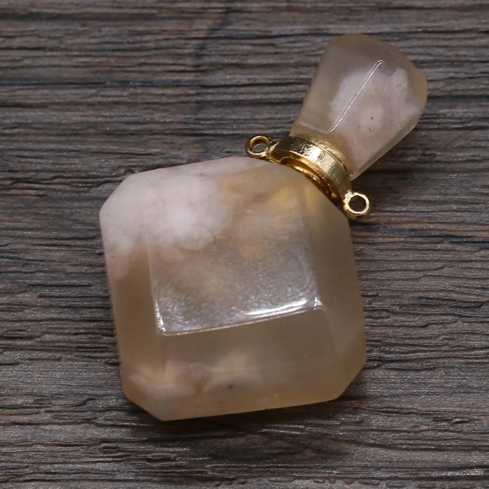 Hongzhuo Natural crystal cherry blossoms agate perfume bottle pendant folk crafts healing souvenir gifts stones jewelry