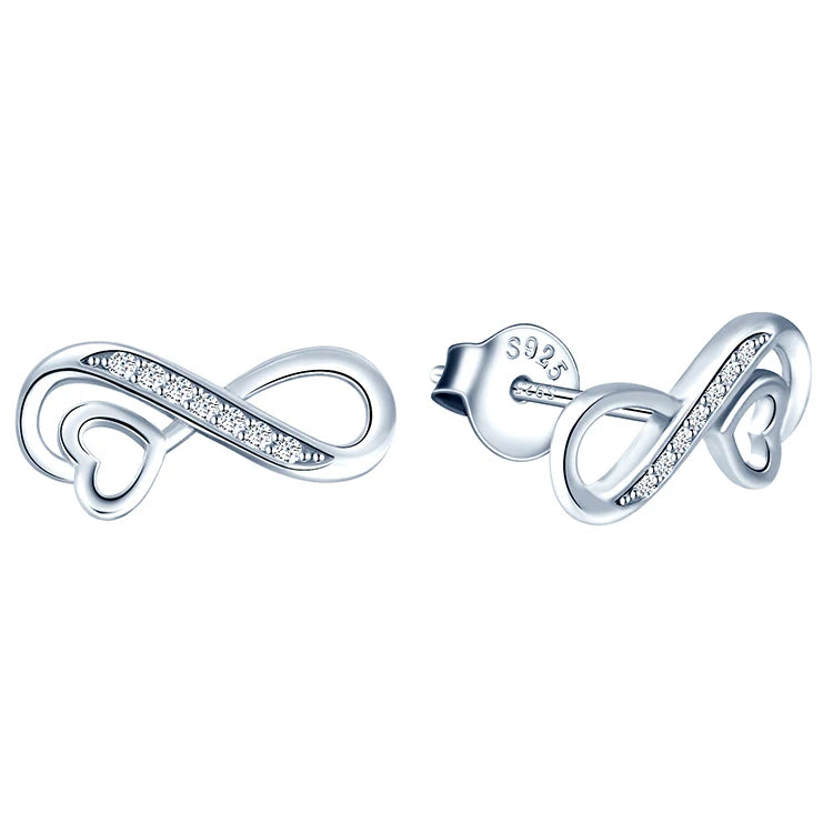 2021 Hot Selling Heart Infinity Earring with Diamond Zircon Setting