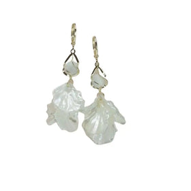 New Shell Petal Earrings Female Temperament Ear Buckle Tassel Long Paragraph Exaggerated Super Fairy White Flower Earrings