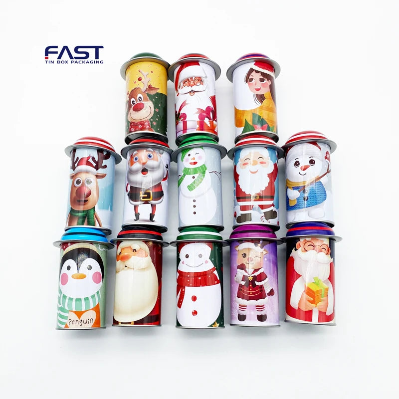 Custom Printed Shape Recyclable Tin Can Jar Decorative Round Tin Box Christmas Tin Box for Gift Candy Cookie Package