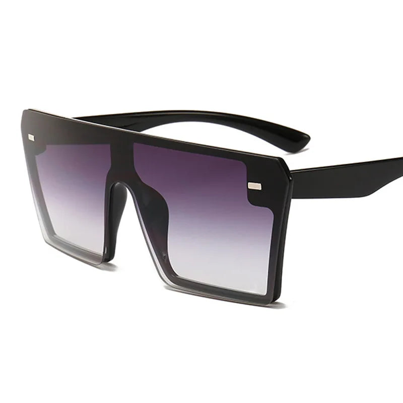 New Style Big Frame Sunglasses Retro Square Personality Conjoined Glasses Blue Bulk Luxury Men and Women Sunglasses