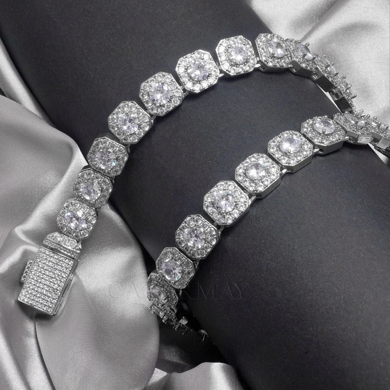 S925 Sterling Silver 12mm 10mm Trendy Moissanite Hip-hop Jewelry Tennis Chain Necklace Vvs Iced Out Moissanite Chain